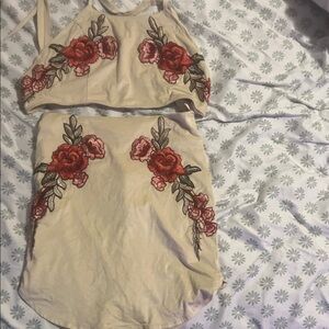 Floral Embroidered Two-Piece Set
